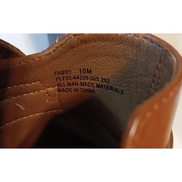Frye and Co Fabry Womens US 10 Brown Vegan Leather Harness Mules Clogs 4" Heel - Picture 9 of 11